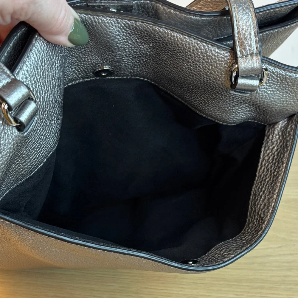 Rebecca‎ Minkoff Megan Large Tote Silver Leather Metallic Like New!!